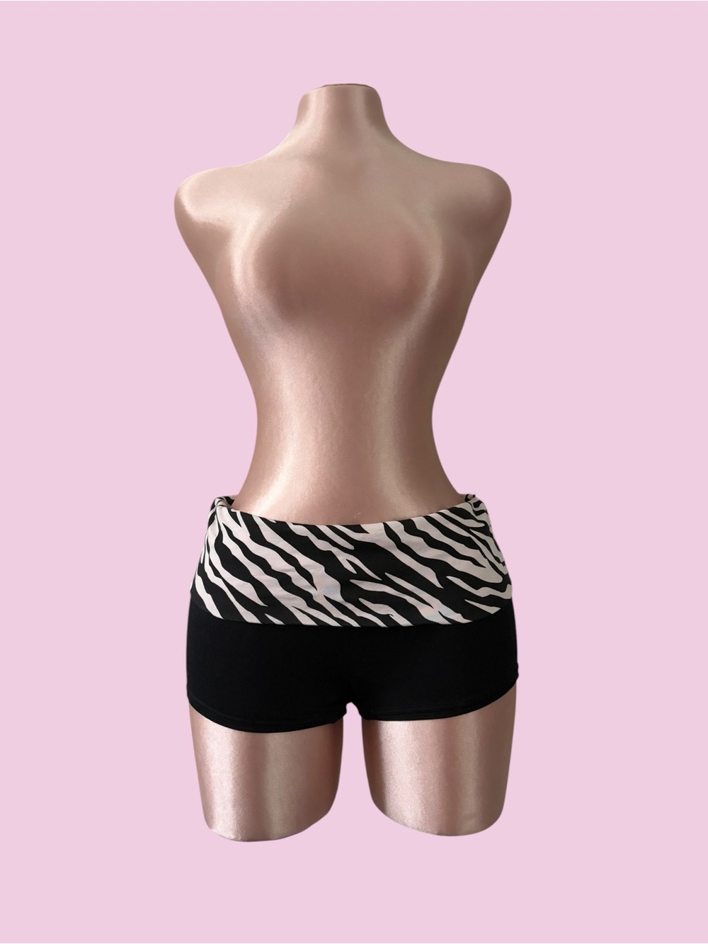 Women’s Black Fold-Over Zebra Print cheaky